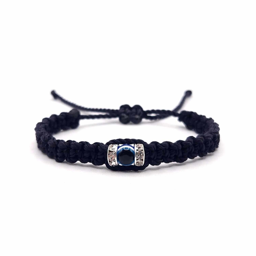 Kids size black string evil eye bracelet, children's jewelry